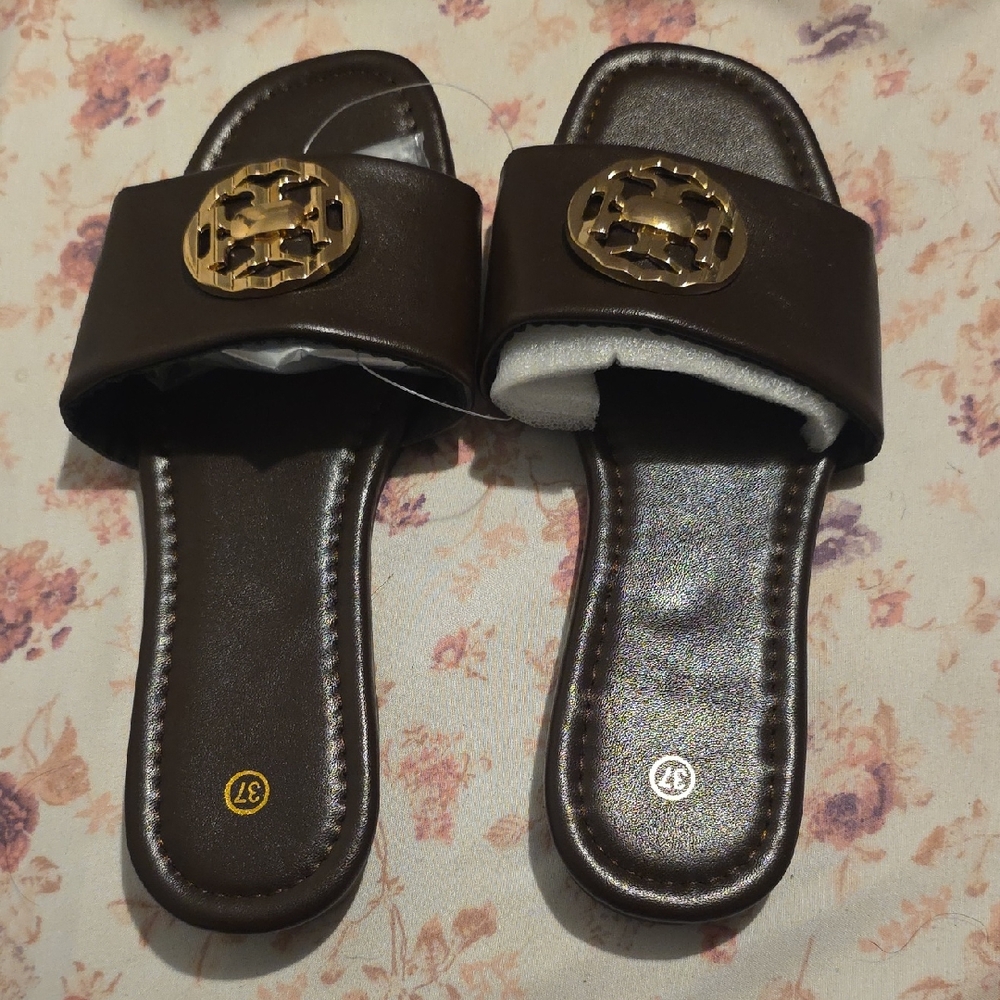 Brown Kids Matching Set Sandals